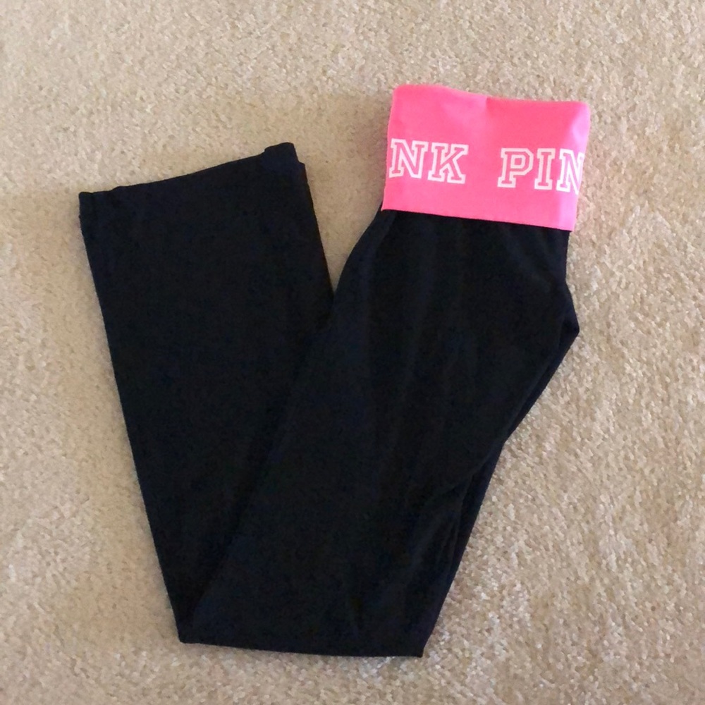 VS Pink folder over leggings